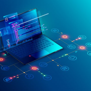 Laptop with computer codes on the screen